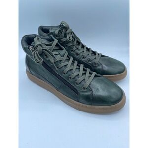 Studio Belvedere Baltazar Green Leather High Top Sneakers Side Zip Mens 10 D